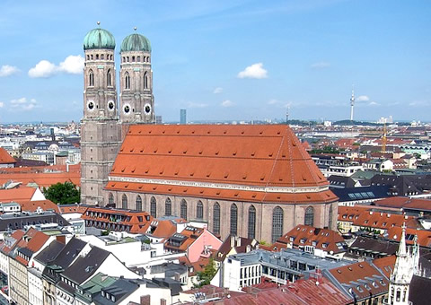 Stadt München Panorama - Altstadt mit Frauenkirche